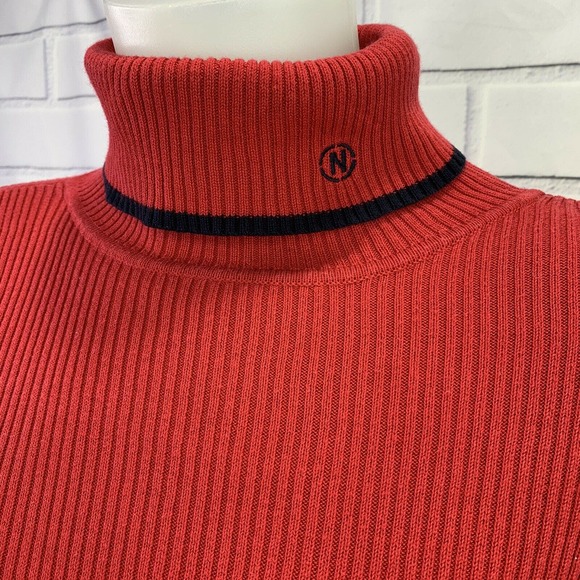 Vtg Nautica Women's Turtleneck Rib Knit Top Red XL - Picture 4 of 5